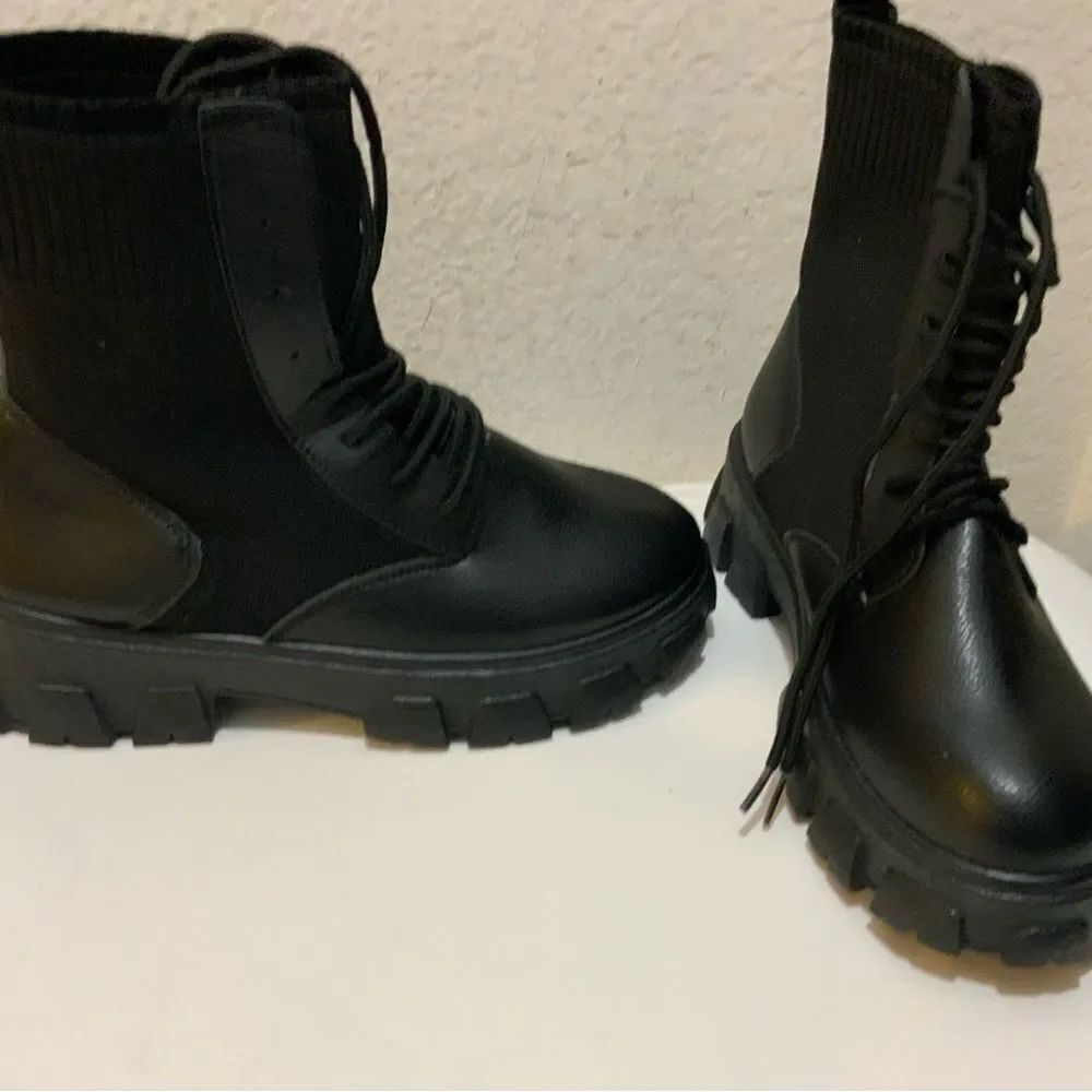Brand new FashionNova Booties chunky black lace up size 11 - Picture 7 of 13
